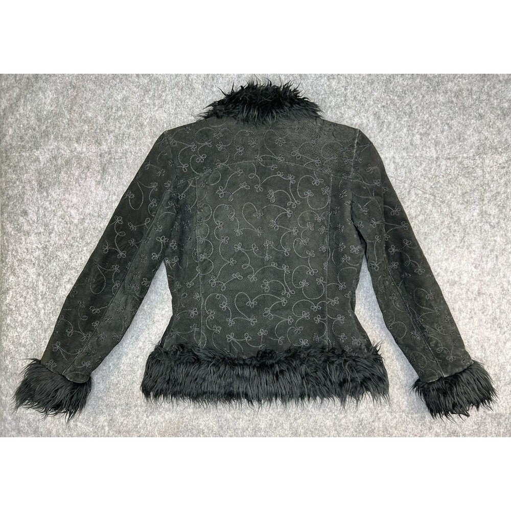 VTG Lobi Lobi Black Genuine Leather Penny Lane Embroidered Quilted Jacket Size M - Picture 6 of 13